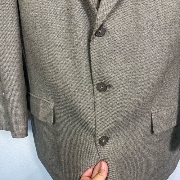 Claiborne Mens Wool Silk Sport Coat Blazer Tan Brown Weave Single Breast Sz 44R - Picture 6 of 8